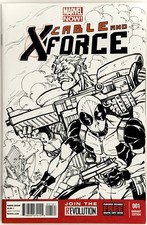 Cable & X-Force Deadpool - Blank Sketch Variant w/Original Art by Ben Dunn + COA comic cover