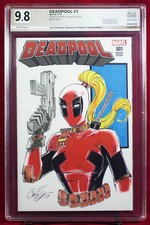 LADY DEADPOOL (Marvel) PGX 9.8 /MT Near - Sketch Cover by CORY HAMSCHER comic cover