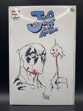 Jeff The Land Shark Blank Cover Deadpool Sketch & Signed By Eddie Nunez w/ COA comic cover