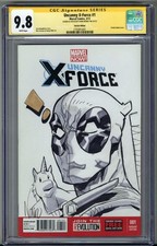 UNCANNY X-FORCE #1 SS SIGNED EDDIE NUNEZ SKETCH COVER REMARK DEADPOOL comic cover
