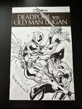 DEADPOOL Vs OLD MAN LOGAN BLANK SKETCH MARVEL Signed / Sketch Jim Hanna comic cover