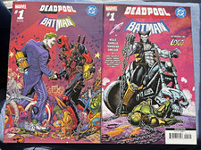 DEADPOOL / BATMAN #1 VARIANT SET (2 COMICS) – /M RAW 1st Print Joker+Bonus comic cover