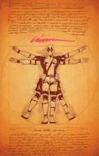 *Signed* Gorkem Demir Sketch Book Vitruvian Deadpool Trade Cover comic cover