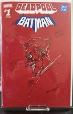 * / +* Deadpool Batman Blank Cover Joker Sketch & Signed By Jonathan Uribe COA comic cover