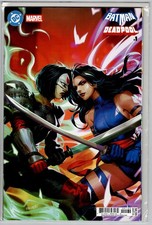 BATMAN DEADPOOL 1 DERRICK CHEW CARDSTOCK VARIANT 9.4 DC MARVEL KATANA PSYLOCK comic cover