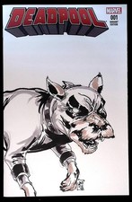 Deadpool #1 Marvel 2016 COMMISSIONED & SIGNED Jeff West Dogpool Sketch cover comic cover
